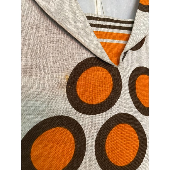 RARE Greek Designer  ΔΡΑΓΩΝΑΣ Late 70s Linen Mod Dress - Picture 2 of 6